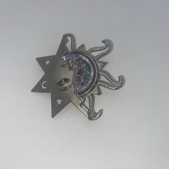 J&J Jewelry - Vintage JJ Jonette Silver Tone Sun Moon Star Brooch Pin